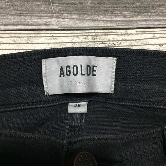 Agolde Sophie Jeans Women’s 28 Black Gray (Inseam 28) Raw Hem High Rise Stretch - Picture 10 of 10